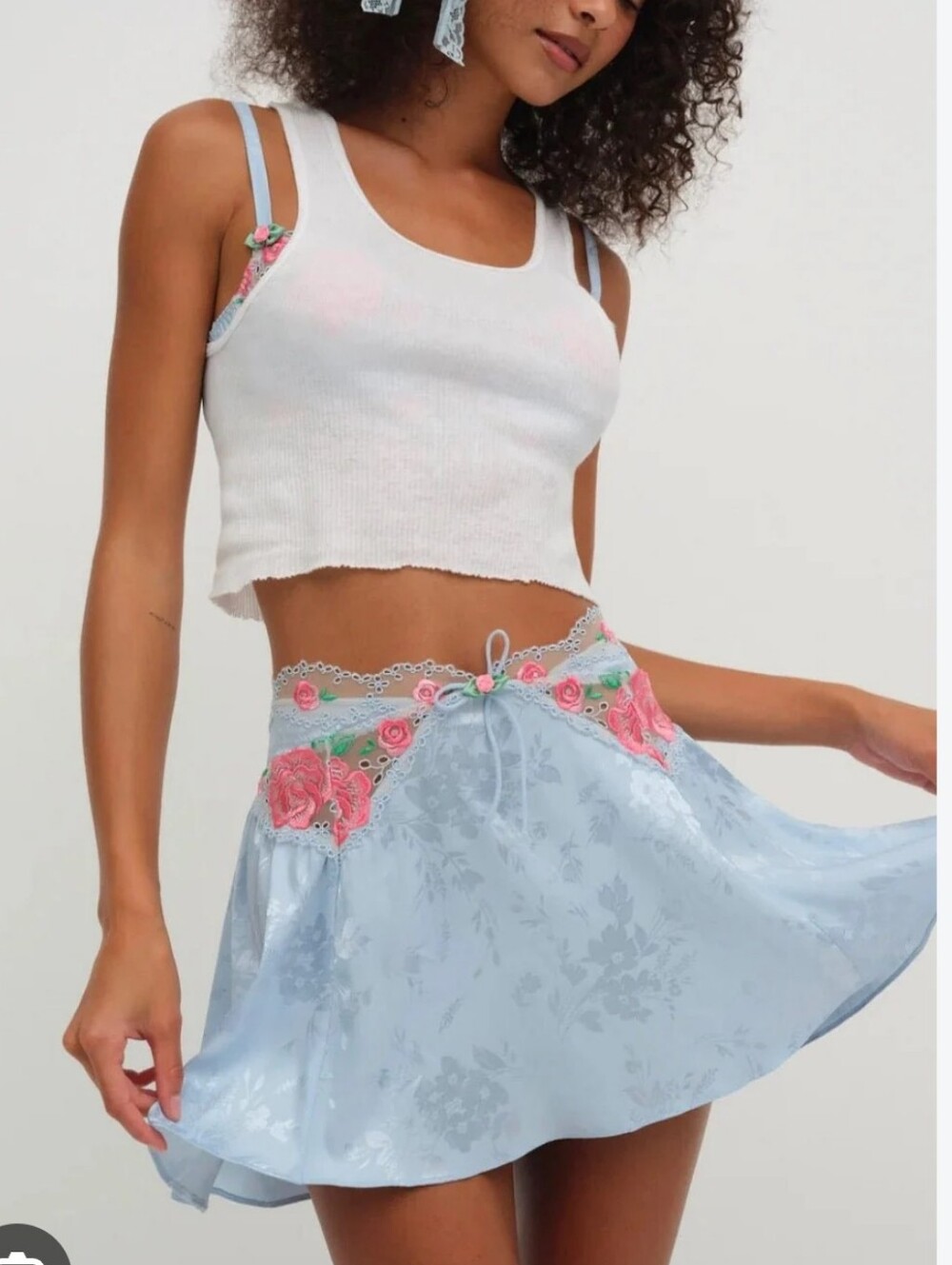 New!For Love & Lemons Vintage Rose Eyelet Skirt